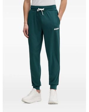 Guess Logo-Print Side-Stripe Track Pants - Green