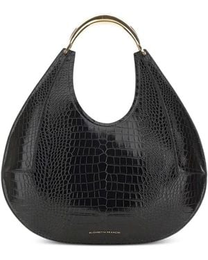 Elisabetta Franchi クロコエンボス ハンドバッグ L - ブラック