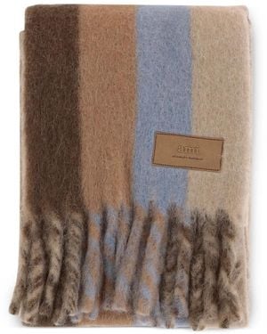 Ami Paris Striped Fringed Scarf - Brown