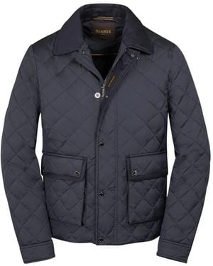 Moorer Quilted Flap-Pocket Jacket - Blue