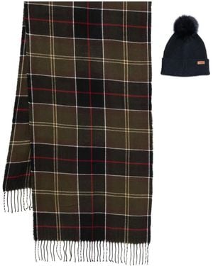 Barbour Tartan Scarf Set - Black