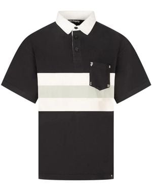 Palm Angels Striped Loose-Fit Polo Shirt - Black