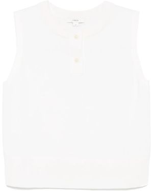 Vince Knitted Henley Top - White