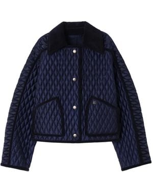 Burberry Floriston Quilted Cropped Jacket - Blue