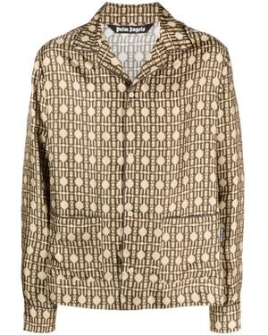 Palm Angels Camicia Con Stampa Monogramma - Neutro