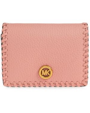MICHAEL Michael Kors Whipstitch-Trim Leather Card Holder - Pink