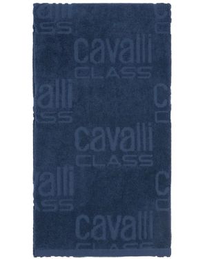 Roberto Cavalli Logo-Jacquard Beach Towel - Blue