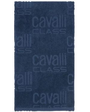 Roberto Cavalli Strandlaken Met Logo-Jacquard - Blauw