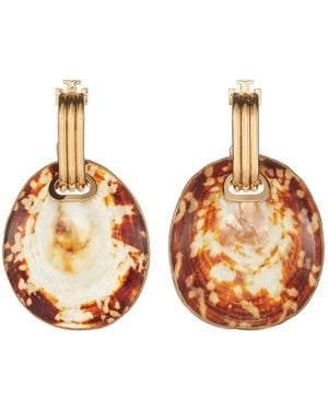 Tory Burch Runway Shell Drop Earrings - Natural