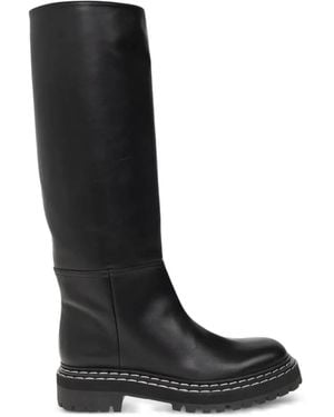 Proenza Schouler Leather Combat Knee-High Boots - Black