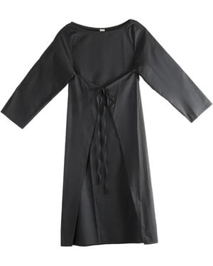 Baserange Tie Long-Sleeve Midi Dress - Black