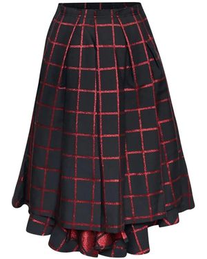 Comme des Garçons Block-Jacquard Ruffled Skirt - Blue