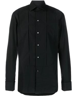 ZEGNA Bib Collar Buttoned Shirt - Black