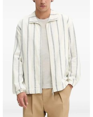 Les Deux Striped Zip-Up Jacket - White