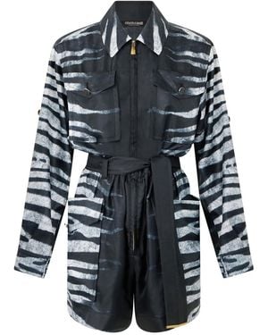 Roberto Cavalli Jumpsuit Met Zebraprint - Zwart
