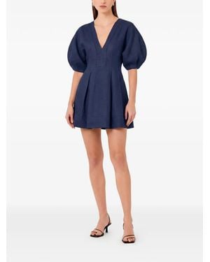 Nicholas Josefa Puff-Sleeve Mini Dress - Blue