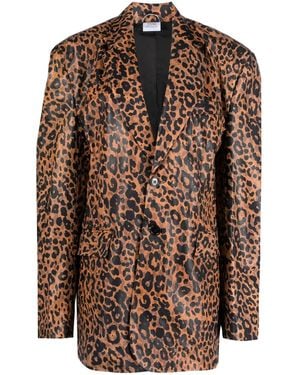 Vetements Leopard-Print Leather Blazer - Brown