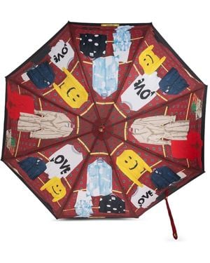 Moschino Wardrobe-Print Umbrella - Red