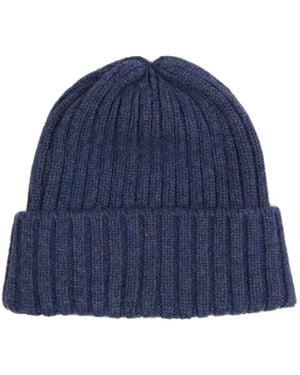 Fedeli Ribbed Cashmere Beanie Hat - Blue