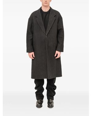 DEVOA Gestreept Wollen Pak Met Enkele Rij Knopen - Zwart