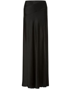 Alberta Ferretti Fluted Satin Maxi Skirt - Black