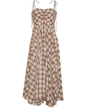 Cara Cara Sunray Gingham Midi Dress - Natural