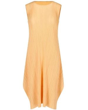 Pleats Please Issey Miyake Pleated Asymmetric Midi Dress - White