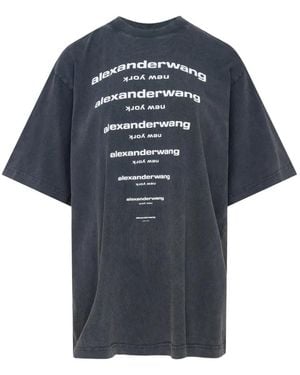 Alexander Wang Camiseta Con Logo Estampado - Azul