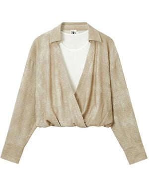 B+ AB Top Met Gewikkeld Effect - Naturel