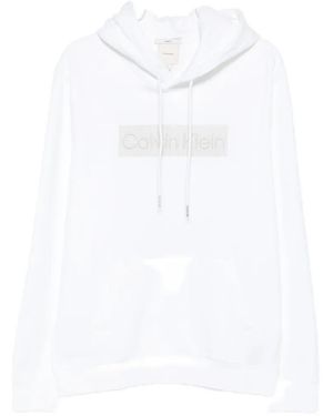 Calvin Klein Logo-Patch Drawstring Hoodie - White