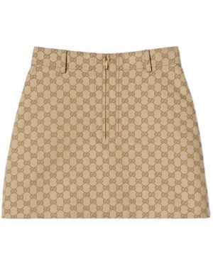 Gucci Falda Corta Con Monograma Gg - Neutro