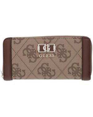 Guess Maxi Karnilla 4G Monogram-Pattern Wallet - Brown
