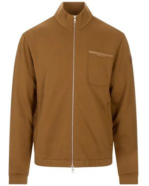 Moncler Logo-Patch Zip-Up Sweater - Brown