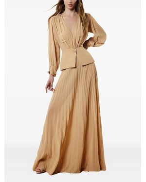 PRONOVIAS THE PARTY EDIT Pleated v-neck maxi dress - Natur