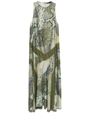 Bimba Y Lola Snake Patchwork A-Line Dress - Green