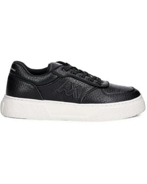 ARMANI EXCHANGE Logo-Patch Pebbled Sneakers - Black