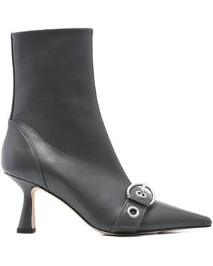 Aeyde 75Mm Buckle-Detail Pointed-Toe Boots - Black