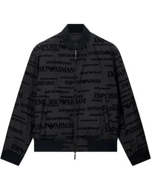Emporio Armani Logo-Print Reversible Jacket - Black