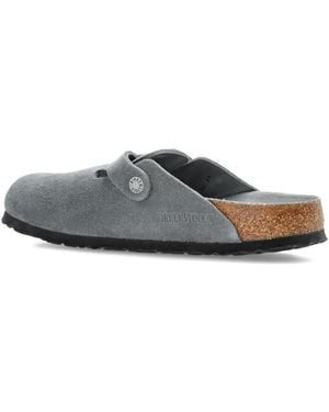 Birkenstock Buckle Suede Mules - Grey