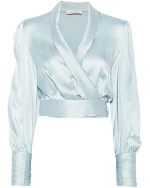 Zimmermann Silk Wrap Top - Blue