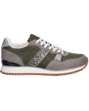 Napapijri Cosmos Syn Logo-Print Panelled Trainers - Grey