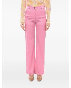 Julfer Stitched-Embellishment Straight Pants - Pink