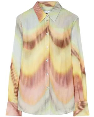 Paul Smith Gradient Wave-Print Georgette Shirt - Yellow