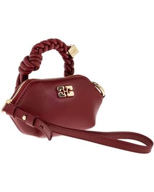 Ganni Braided-handle leather tote bag - Rot