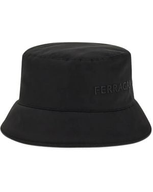 Ferragamo Cappello Bucket Con Logo Ricamato - Nero