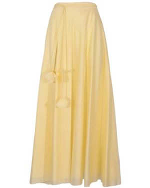 Hanita Floral-Detail Chiffon Maxi Skirt - Yellow