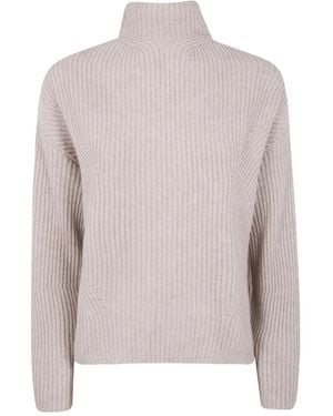 Kujten Demi High-Neck Ribbed Jumper - Grey