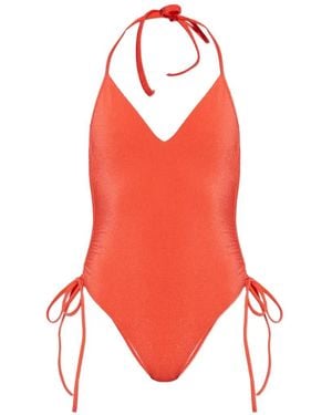 Balmain Halterneck Side-Tie Swimsuit - Red
