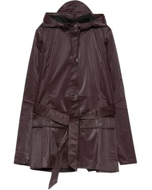Rains Hooded Belted Coat - Brown