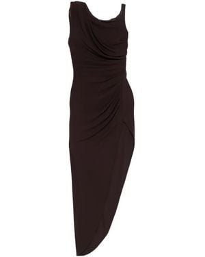 Elisabetta Franchi Dark Chocolate Asymmetric Draped Dress - Purple